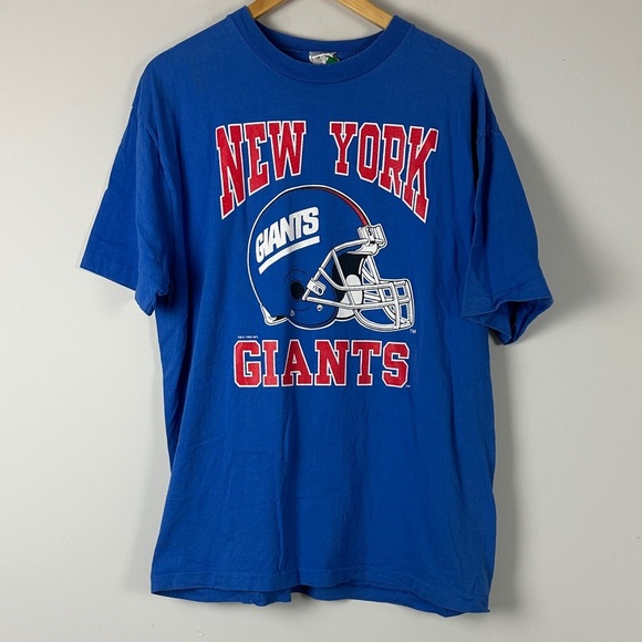 New York Giants NFL Vintage 90s Blue Graphic Tee - Waves Size Large - Picture 1 of 8